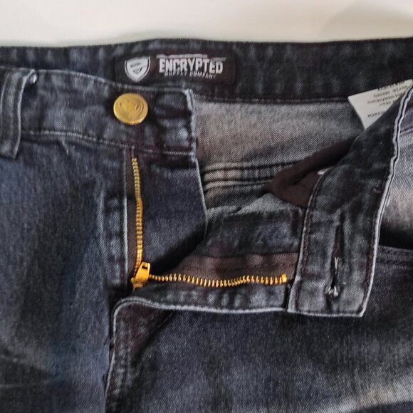 Encrypted jeans moto style indigo blue factory distressed men's size 30X32 - Picture 9 of 14